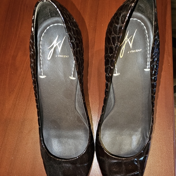J.Vincent brown croc embossed heels - Picture 3 of 4